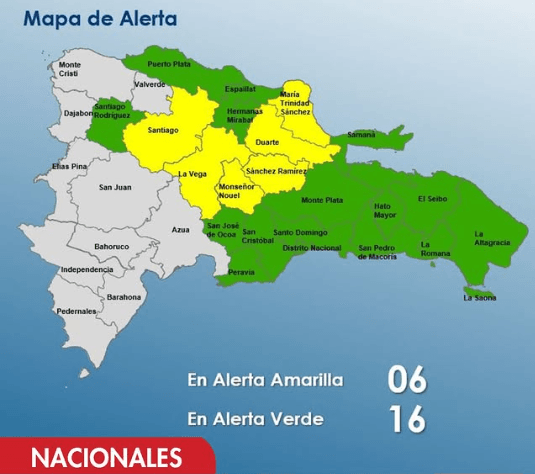 Imagen para: COE alza alerta: 6 provincias en amarillo, 16 en verde ante riesgos de inundaciones y deslizamientos